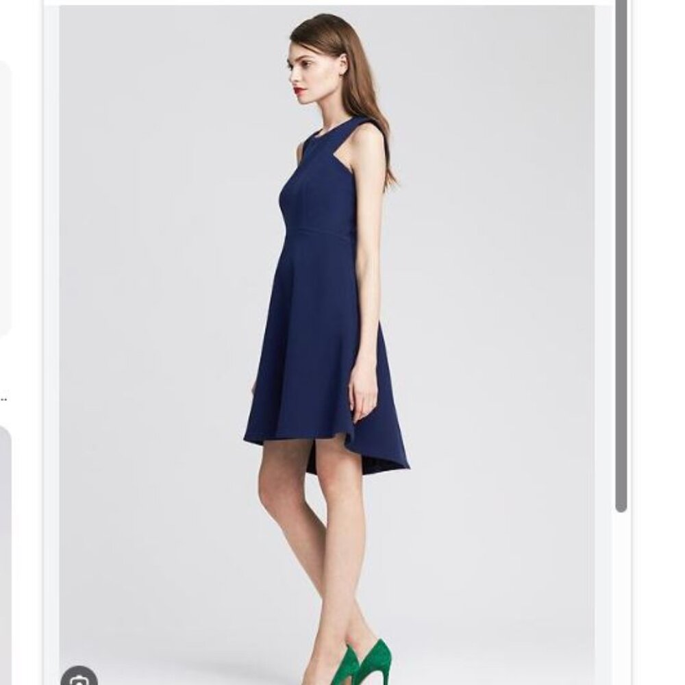 Banana Republic Blue Fit-and-Flare Wool Blend Dress Size 00P